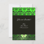 GREEN SCHWARZ-WEISS DAMASK MONOGRAMM EINLADUNG (Rückseite)
