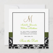 Green Schwarz-weiß Damask Save the Date-Karte Save The Date (Rückseite)