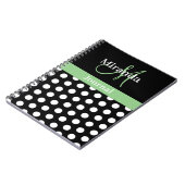 Green Schwarz-weiß Polka Dot Monogram Notizblock (Linke Seite)