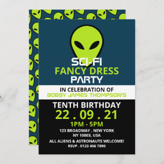 Green Sci-fi-Alien, Geburtstag Einladung