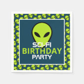 Green Sci-fi-Alien, Geburtstag Serviette (Vorderseite)