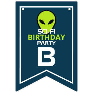Green Sci-fi-Alien, Geburtstag Wimpelkette