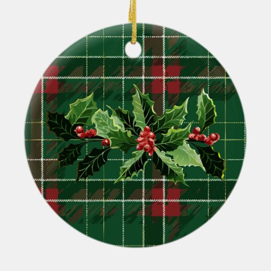 Green Scottish Kariert | Unser erstes Weihnachts-F Keramik Ornament (Hinten)