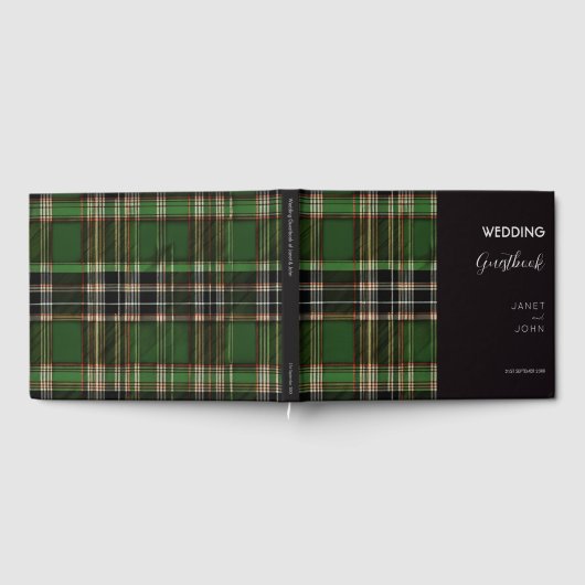 Green Scottish Tartan Wedding Gästebuch (Voll)
