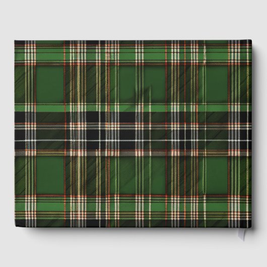 Green Scottish Tartan Wedding Gästebuch (Rückseite)