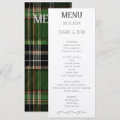 Green Scottish Tartan Wedding Menu Menükarte (Vorne/Hinten)