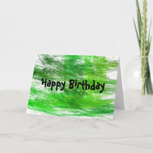 Green Scribbles Happy Birthday Karte (Vorderseite)