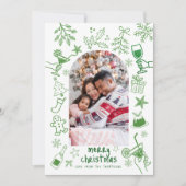 Green Scribbly Glitzer Zeichnen Frohe Weihnachten Einladung (Vorderseite)