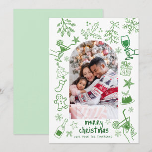 Green Scribbly Glitzer Zeichnen Frohe Weihnachten Einladung