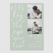 Green Script 2 Fotos lasse Save the Date versuchen Magnetkarte (Vorderseite)