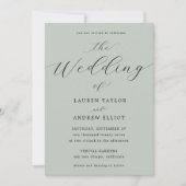 Green Script aus Sea Glass Elegante Moderne Hochze Einladung (Vorderseite)