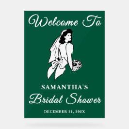 Green Script Christmas Brautparty Willkommen Acrylschild