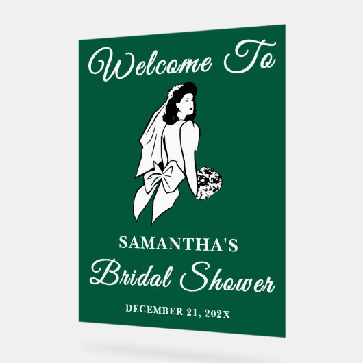 Green Script Christmas Brautparty Willkommen Acrylschild (Winkel)