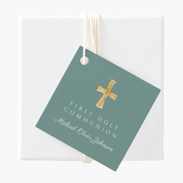 Green Script Cross Boy Erste Kommune Geschenkanhänger