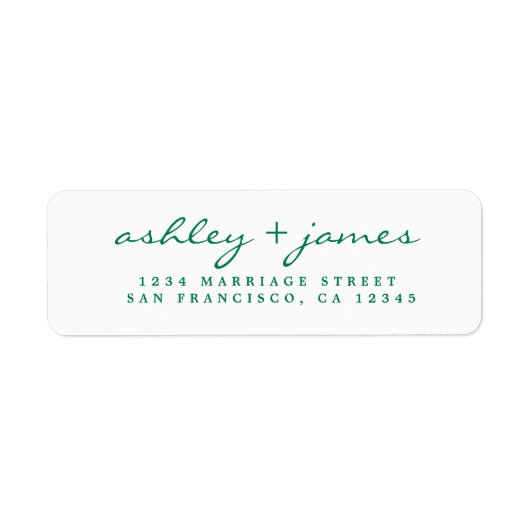Green Script Elegant Wedding Return Address Label (Vorne)