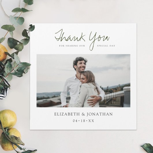 Green Script Foto Hochzeit Vielen Dank Magnet