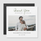 Green Script Foto Hochzeit Vielen Dank Magnet (Vorne/Hinten)