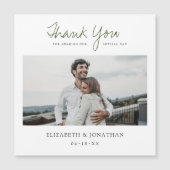 Green Script Foto Hochzeit Vielen Dank Magnet (Vorderseite)
