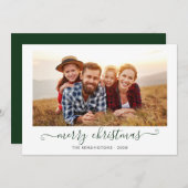 Green Script Frohe Weihnachtsfeiertage Foto Feiertagskarte (Vorne/Hinten)