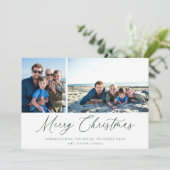 Green Script Frohe Weihnachtsfotokarte Feiertagskarte (Stehend Vorderseite)