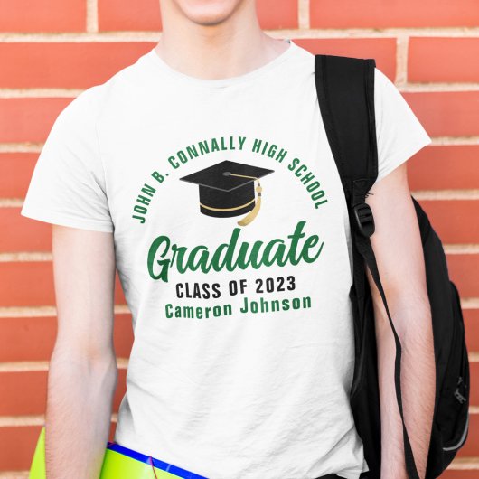 Green Script Graduate Personalisiert 2025 Abschlus T-Shirt