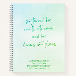 Green Script Graduate School Name Notebook Notizblock