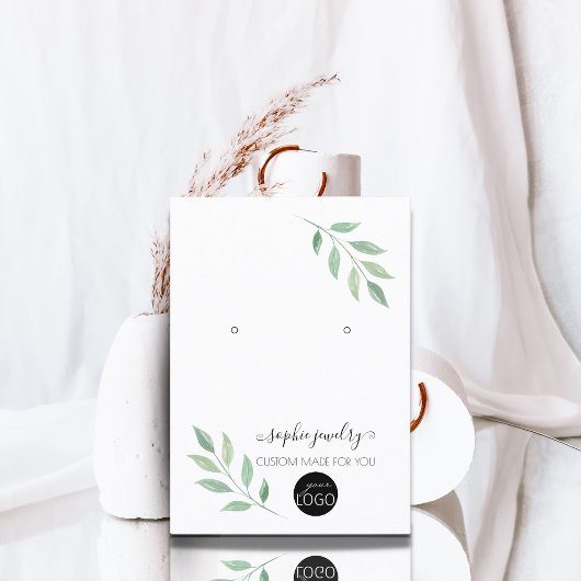 Green Script Jewelry Logo Ohrring Display Visitenkarte