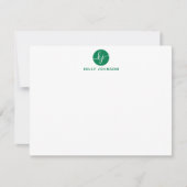 Green Script Monogram Circle Moderne Elegant Girly Mitteilungskarte (Vorderseite)