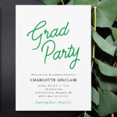 Green Script Simple Budget Grad Party Einladung