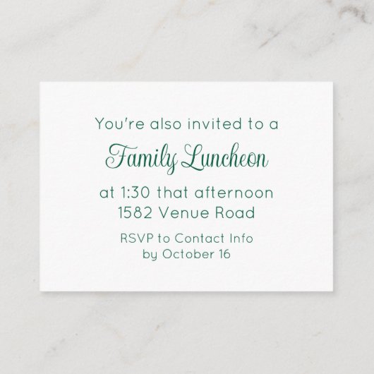 Green Script Temple Sealing & Meal Einladung (Rückseite)