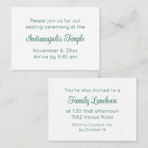 Green Script Temple Sealing & Meal Einladung