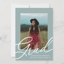 Green Script Two Foto Abschluss Einladung