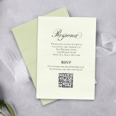 Green Script Wedding QR Code RSVP Elegant  Begleitkarte