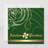 Green Scroll Kleeblatt St Patrick's Day Hochzeit Einladung (Vorderseite)