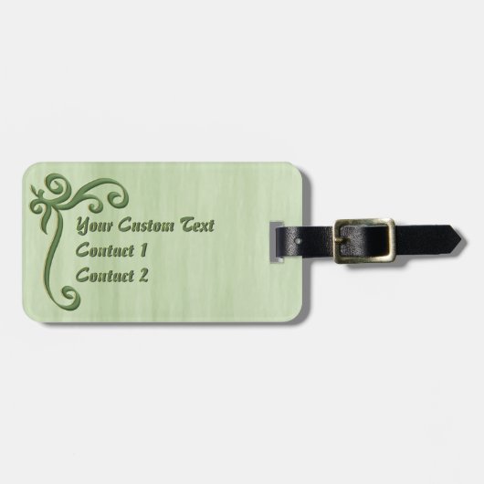 Green Scroll mit eigenem Text mit Goldakzent Gepäckanhänger (Vorderseite horizontal)
