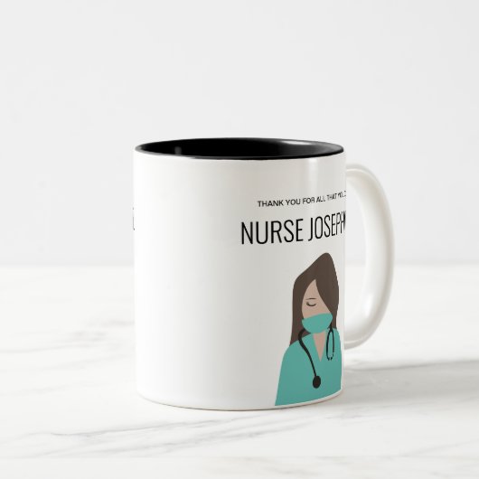 Green Scrubs Danke, Nurse Personalisiert Zweifarbige Tasse (VorderseiteRechts)