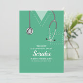 Green Scrubs Nurbs Day Card Einladung (Stehend Vorderseite)