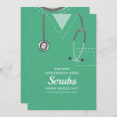 Green Scrubs Nurbs Day Card Einladung (Vorne/Hinten)