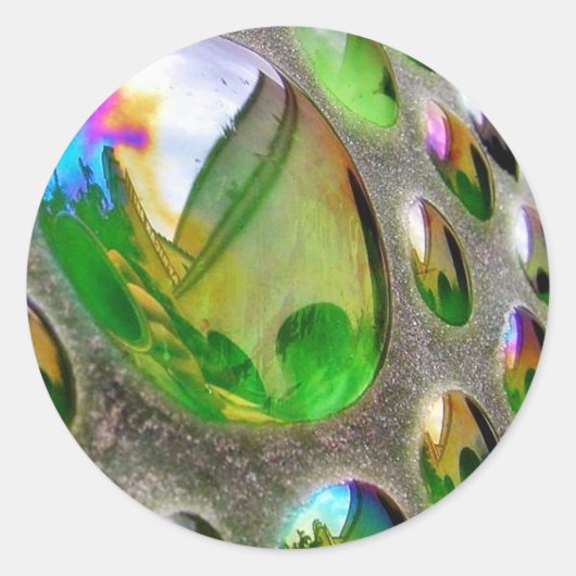 Green Scupture Mirrors Glas Runder Aufkleber (Vorderseite)