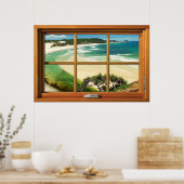 Green Sea 6 Pane Holzfenster Illusion Poster (Küche)