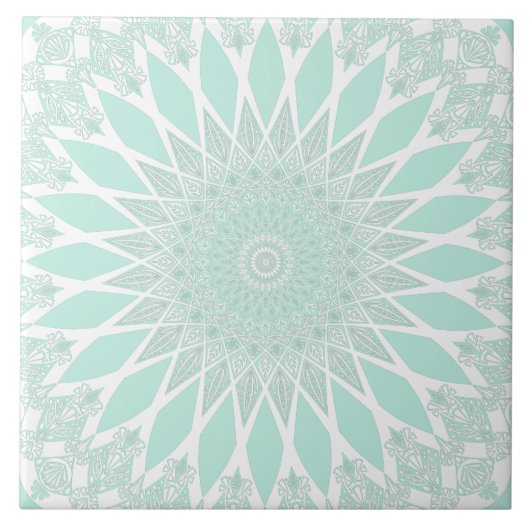 Green Sea Glass Tristyns Mandala Fliese (Vorderseite)