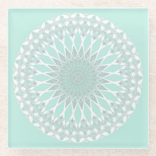 Green Sea Glass Tristyns Mandala Glasuntersetzer