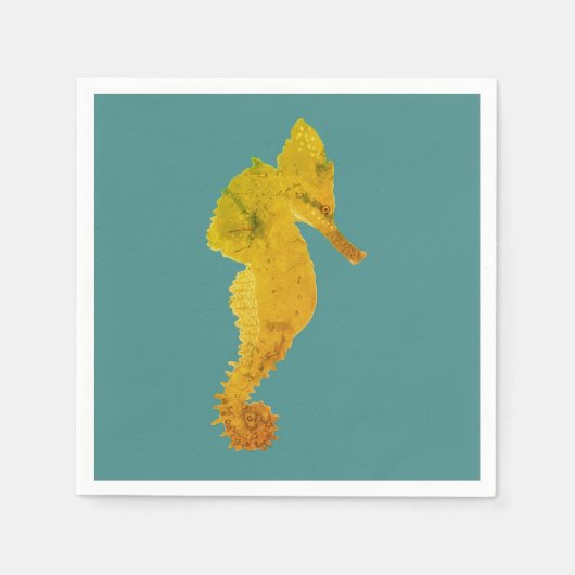 Green Sea Horse Vector Art Cocktail Napkin Serviette (Vorderseite)