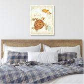 Green Sea Turtle Coastal Beach - Wasserfarben Art Leinwanddruck (Insitu (Schlafzimmer))
