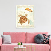 Green Sea Turtle Coastal Beach - Wasserfarben Art Leinwanddruck (Insitu (Wohnzimmer))