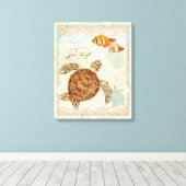 Green Sea Turtle Coastal Beach - Wasserfarben Art Leinwanddruck (Insitu (Holzboden))