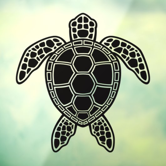 Green Sea Turtle Design - Schwarz Fensteraufkleber (Blatt 3)