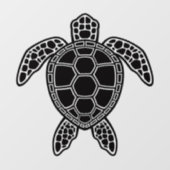 Green Sea Turtle Design - Schwarz Fensteraufkleber (Blatt)