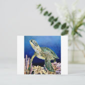 Green Sea Turtle Gazing Postkarte (Stehend Vorderseite)