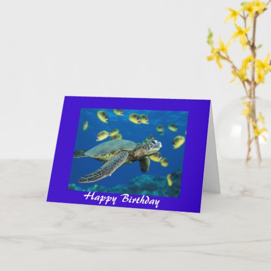 Green Sea Turtle Karte (Gelbe Blume)